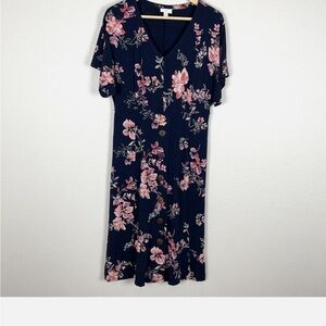J Jill Floral Navy Dress
